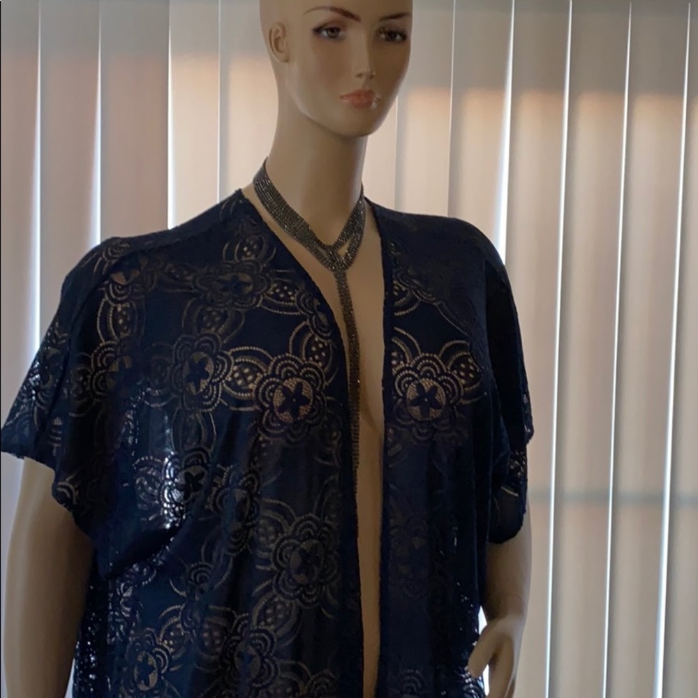 Black and blue lace blazer plus sizes